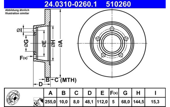 Brake Disc PowerDisc 24.0310-0260.1 ATE