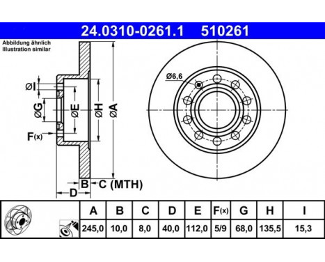 Brake Disc PowerDisc 24.0310-0261.1 ATE, Image 2