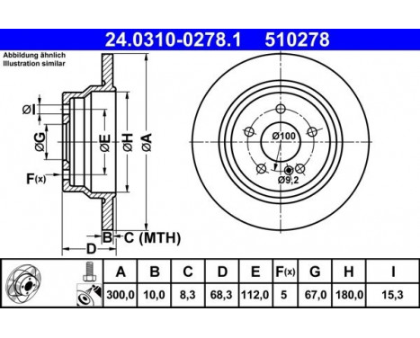 Brake Disc PowerDisc 24.0310-0278.1 ATE