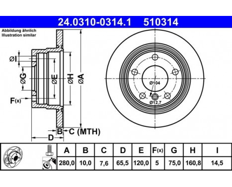 Brake Disc PowerDisc 24.0310-0314.1 ATE, Image 3