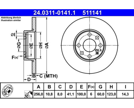 Brake Disc PowerDisc 24.0311-0141.1 ATE, Image 2