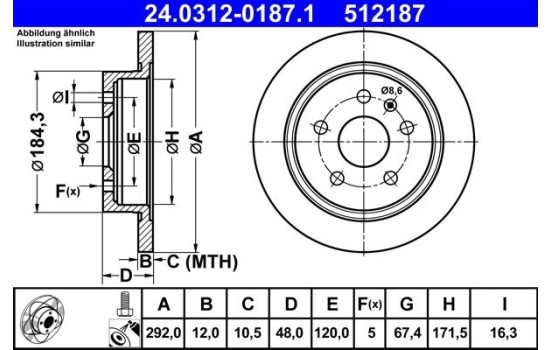 Brake Disc PowerDisc 24.0312-0187.1 ATE