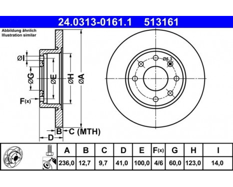 Brake Disc PowerDisc 24.0313-0161.1 ATE, Image 2