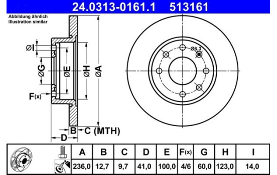 Brake Disc PowerDisc 24.0313-0161.1 ATE, Image 2