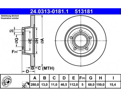 Brake Disc PowerDisc 24.0313-0181.1 ATE