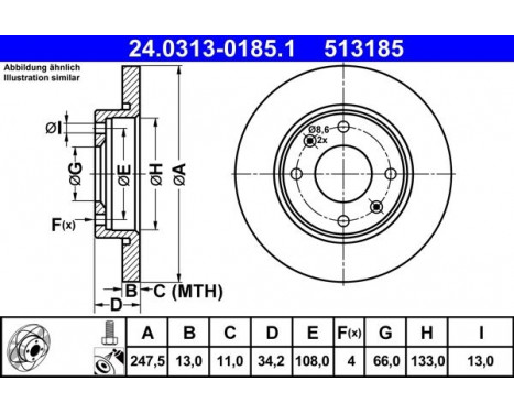 Brake Disc PowerDisc 24.0313-0185.1 ATE