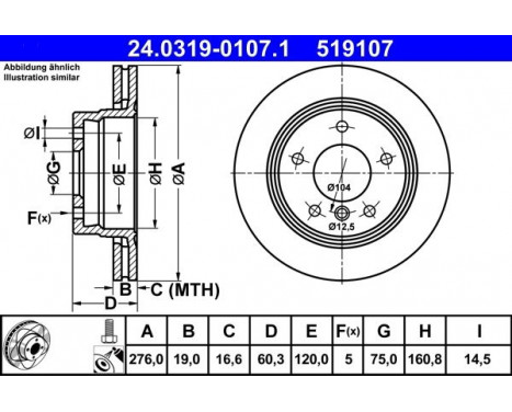 Brake Disc PowerDisc 24.0319-0107.1 ATE, Image 3