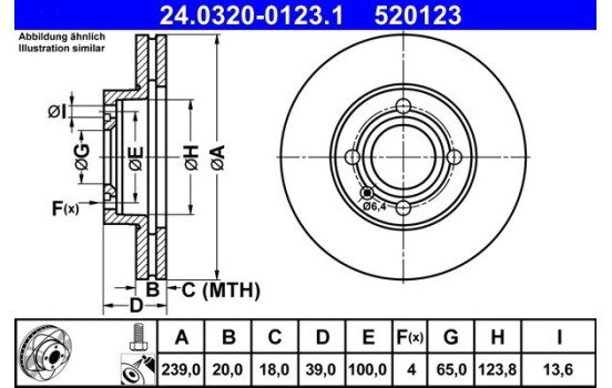 Brake Disc PowerDisc 24.0320-0123.1 ATE, Image 2