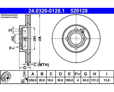 Brake Disc PowerDisc 24.0320-0128.1 ATE, Image 2