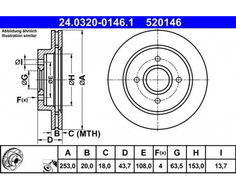 Brake Disc PowerDisc 24.0320-0146.1 ATE, Image 2