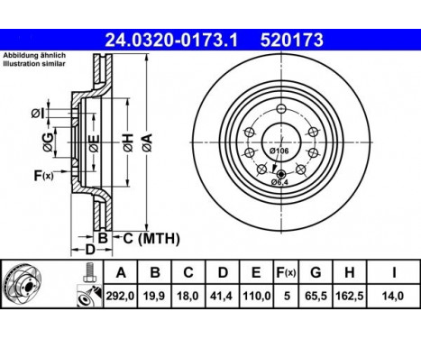 Brake Disc PowerDisc 24.0320-0173.1 ATE, Image 2