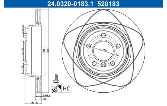 Brake Disc PowerDisc 24.0320-0183.1 ATE