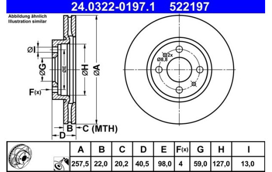 Brake Disc PowerDisc 24.0322-0197.1 ATE