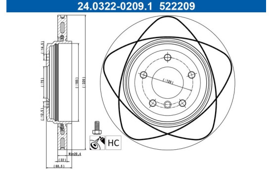 Brake Disc PowerDisc 24.0322-0209.1 ATE