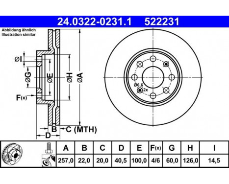 Brake Disc PowerDisc 24.0322-0231.1 ATE