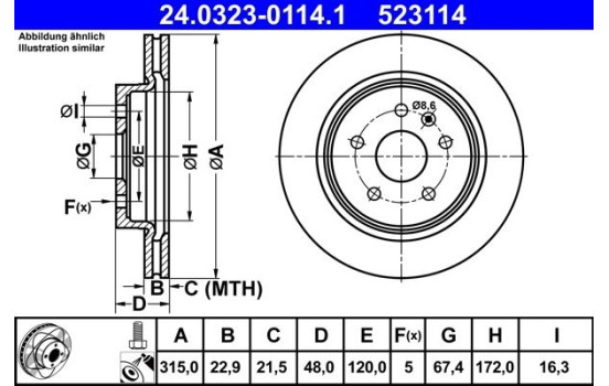 Brake Disc PowerDisc 24.0323-0114.1 ATE