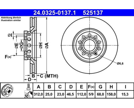 Brake Disc PowerDisc 24.0325-0137.1 ATE, Image 2