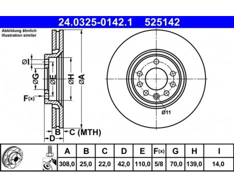 Brake Disc PowerDisc 24.0325-0142.1 ATE, Image 2