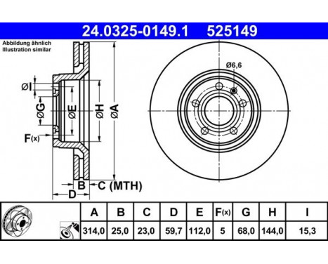 Brake Disc PowerDisc 24.0325-0149.1 ATE