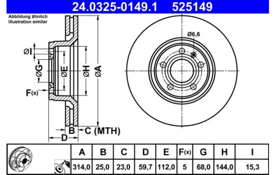 Brake Disc PowerDisc 24.0325-0149.1 ATE