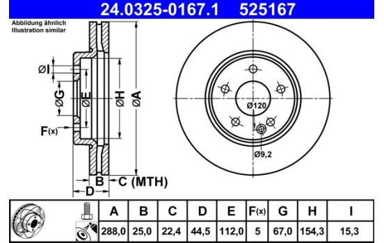 Brake Disc PowerDisc 24.0325-0167.1 ATE