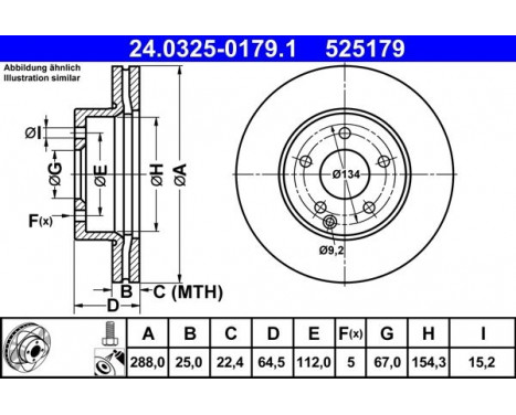 Brake Disc PowerDisc 24.0325-0179.1 ATE