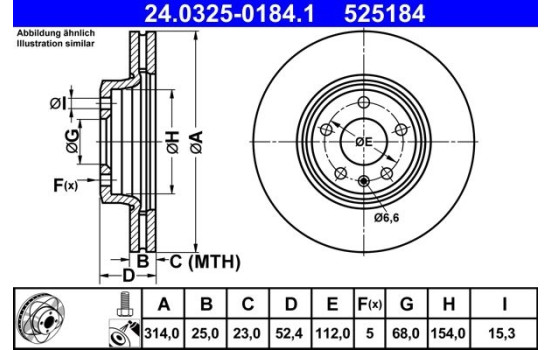 Brake Disc PowerDisc 24.0325-0184.1 ATE