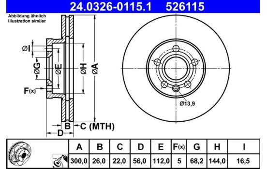 Brake Disc PowerDisc 24.0326-0115.1 ATE