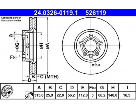 Brake Disc PowerDisc 24.0326-0119.1 ATE