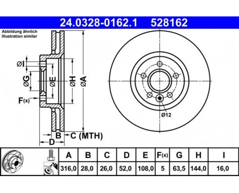 Brake Disc PowerDisc 24.0328-0162.1 ATE