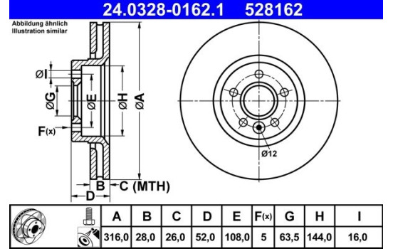 Brake Disc PowerDisc 24.0328-0162.1 ATE