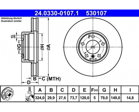 Brake Disc PowerDisc 24.0330-0107.1 ATE, Image 3