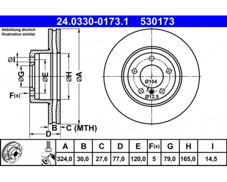 Brake Disc PowerDisc 24.0330-0173.1 ATE, Image 2