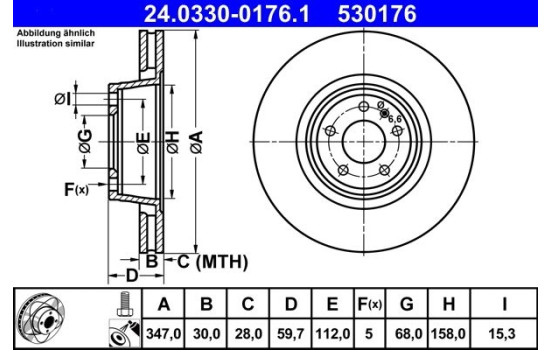 Brake Disc PowerDisc 24.0330-0176.1 ATE, Image 6