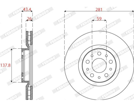 Brake Disc PREMIER DDF2776C Ferodo, Image 2