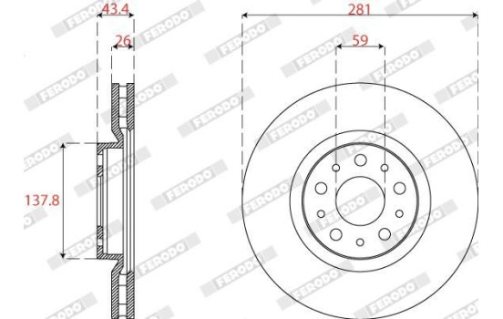 Brake Disc PREMIER DDF2776C Ferodo, Image 2