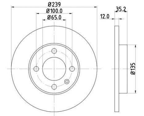 Brake Disc PRO 8DD 355 100-131 Hella