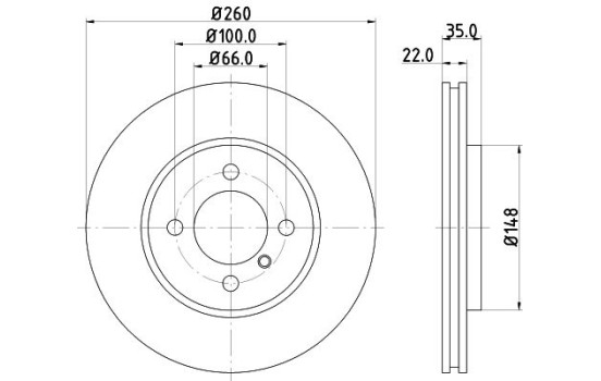 Brake Disc PRO 8DD 355 100-651 Hella