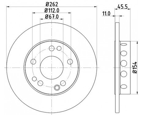 Brake Disc PRO 8DD 355 100-741 Hella