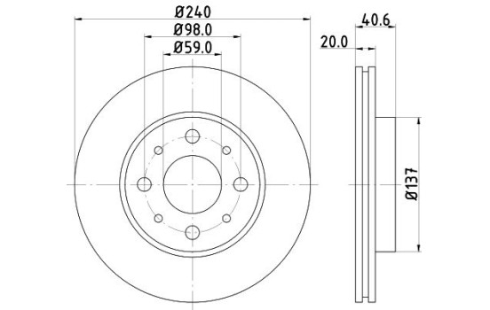 Brake Disc PRO 8DD 355 109-121 Hella