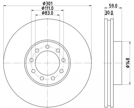 Brake Disc PRO 8DD 355 115-531 Hella