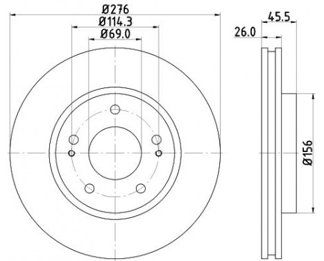 Brake Disc PRO 8DD 355 116-311 Hella