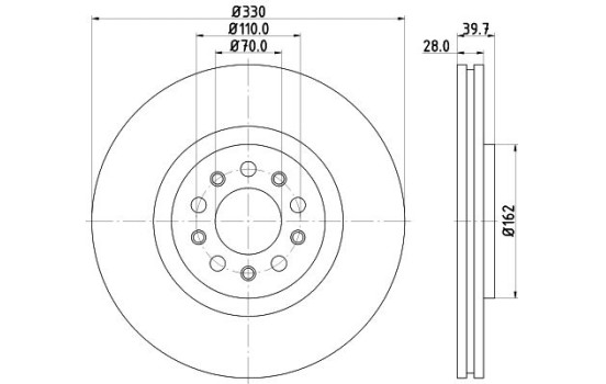 Brake Disc PRO 8DD 355 116-651 Hella