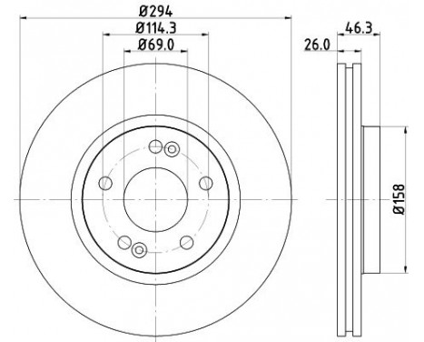 Brake Disc PRO 8DD 355 118-671 Hella