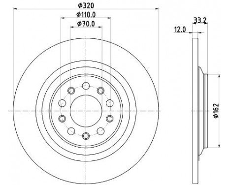 Brake disc PRO 8DD 355 132-101 Hella