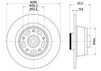 Brake disc PRO 8DD 355 133-311 Hella