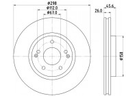 Brake disc PRO 8DD 355 133-331 Hella
