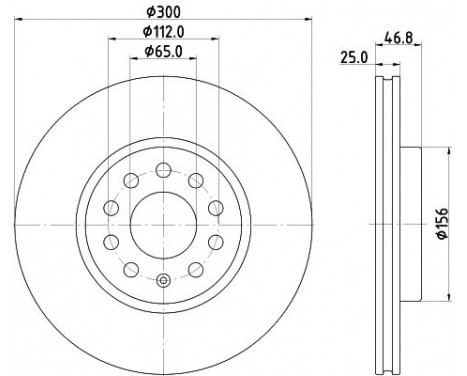 Brake disc PRO 8DD 355 134-371 Hella