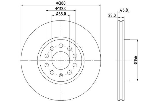 Brake disc PRO 8DD 355 134-371 Hella