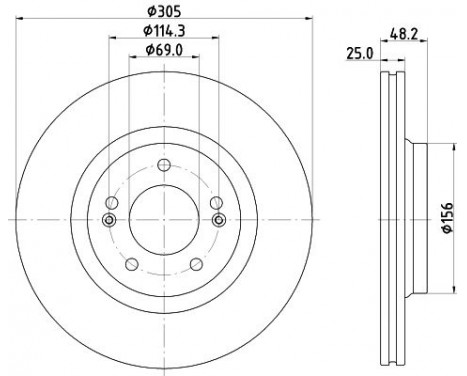 Brake disc PRO 8DD 355 134-391 Hella